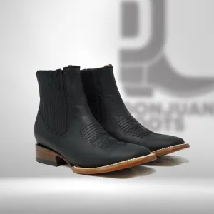 1001 | Crazy Horse Black H Toe Chelsea Boots