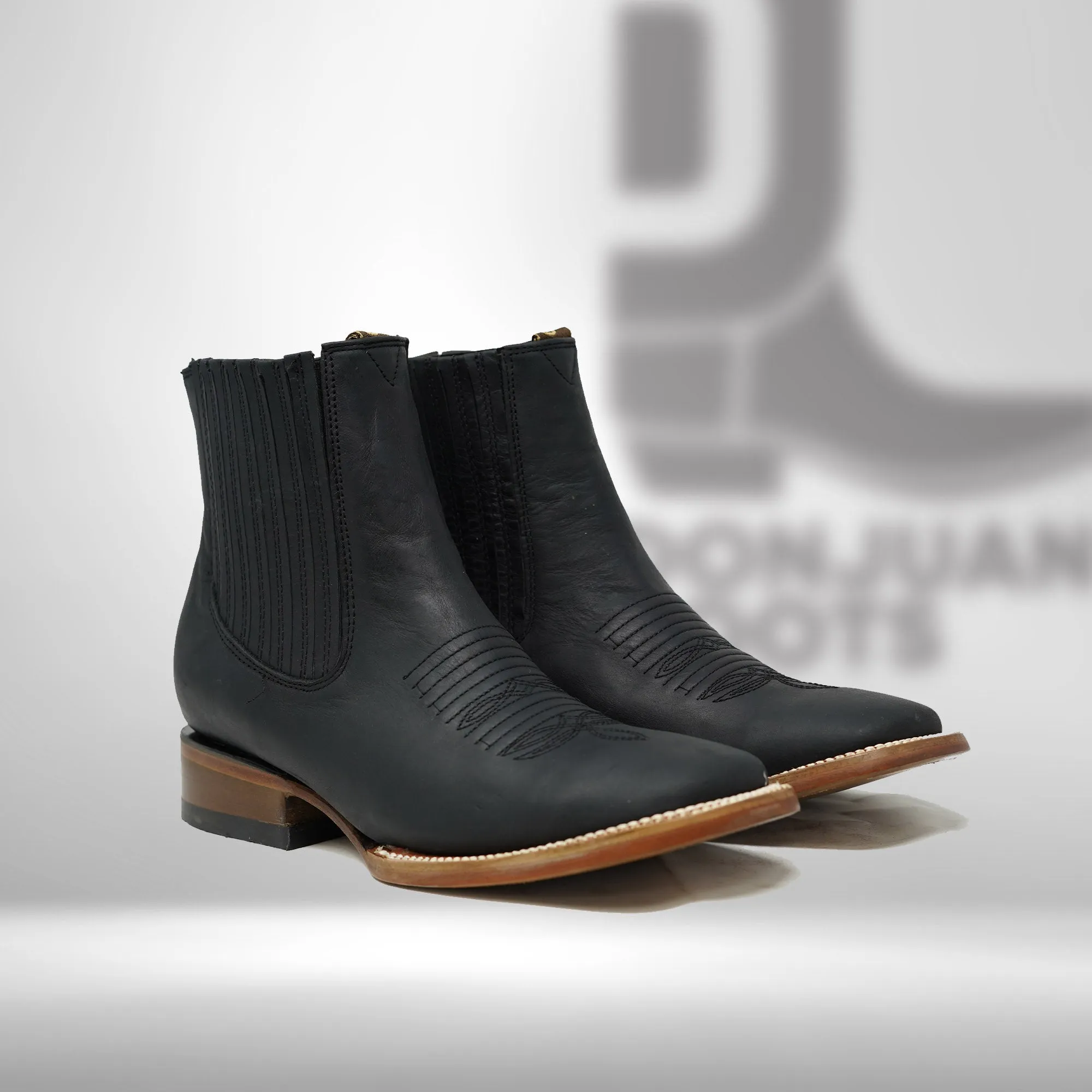 1001 | Crazy Horse Black H Toe Chelsea Boots