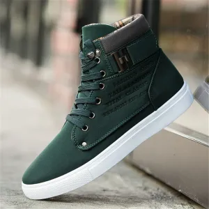 2019 Men's Vulcanized Shoes Black High Top Lace-up Autumn Winter Casual Canvas Shoes For Men Boys Sneakers Big Size Flats Unisex