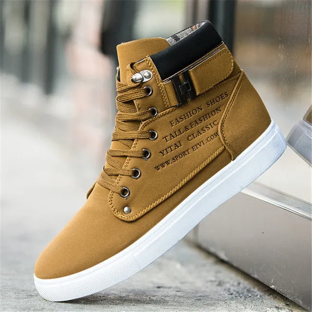2019 Men's Vulcanized Shoes Black High Top Lace-up Autumn Winter Casual Canvas Shoes For Men Boys Sneakers Big Size Flats Unisex