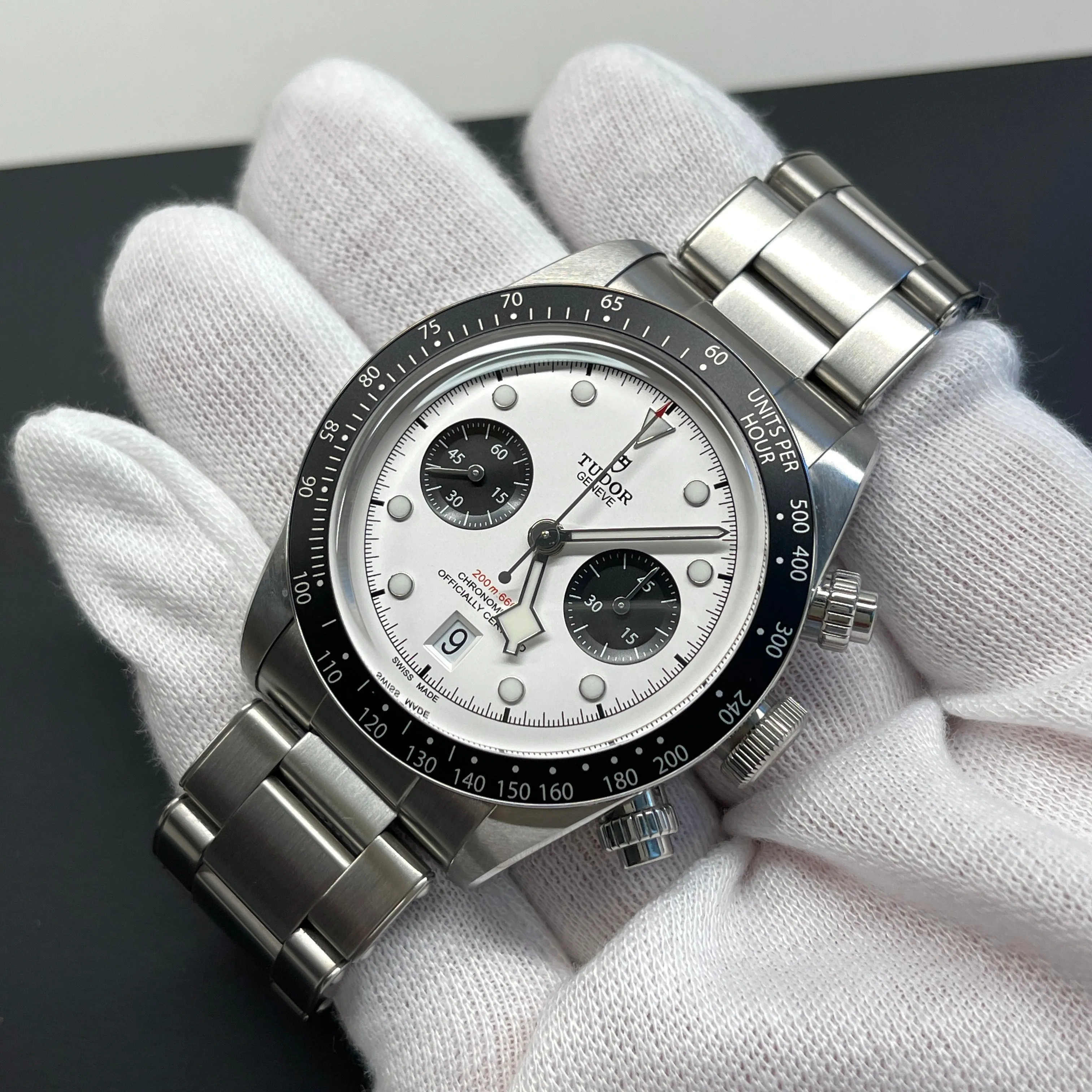 2021 Tudor Black Bay 79360N White Panda Chronograph Automatic Wristwatch Box Papers