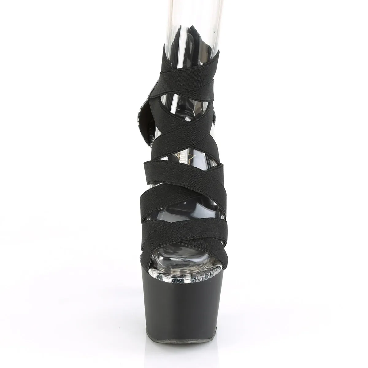 7 Inch Heel ADORE-748SP Black Elastic Band
