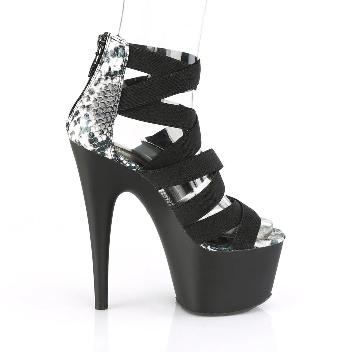 7 Inch Heel ADORE-748SP Black Elastic Band
