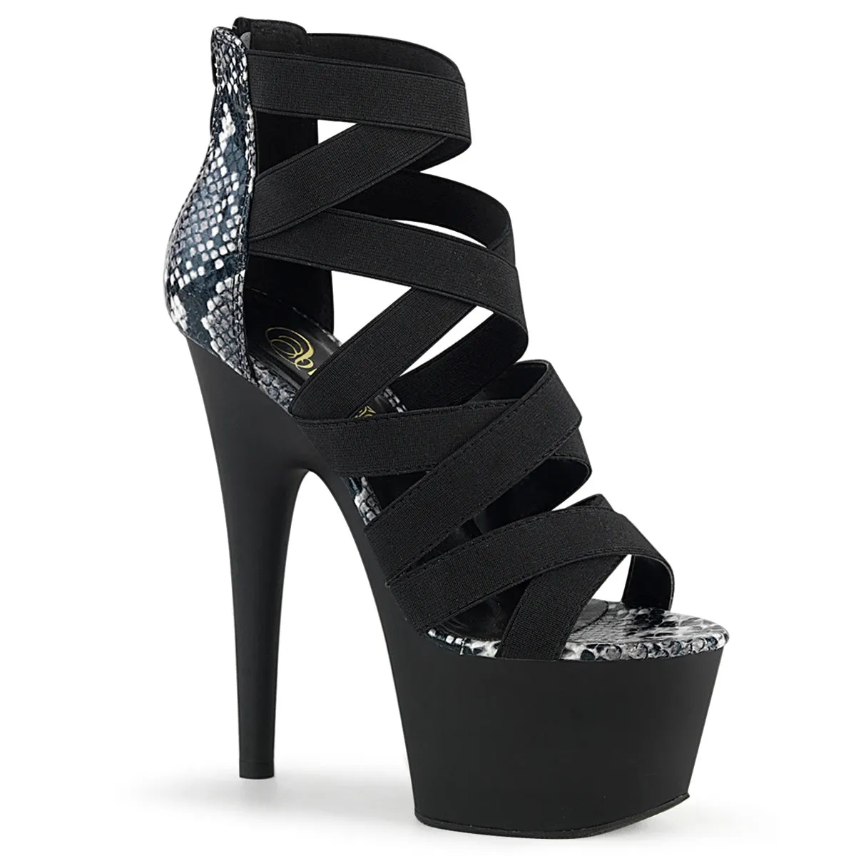 7 Inch Heel ADORE-748SP Black Elastic Band
