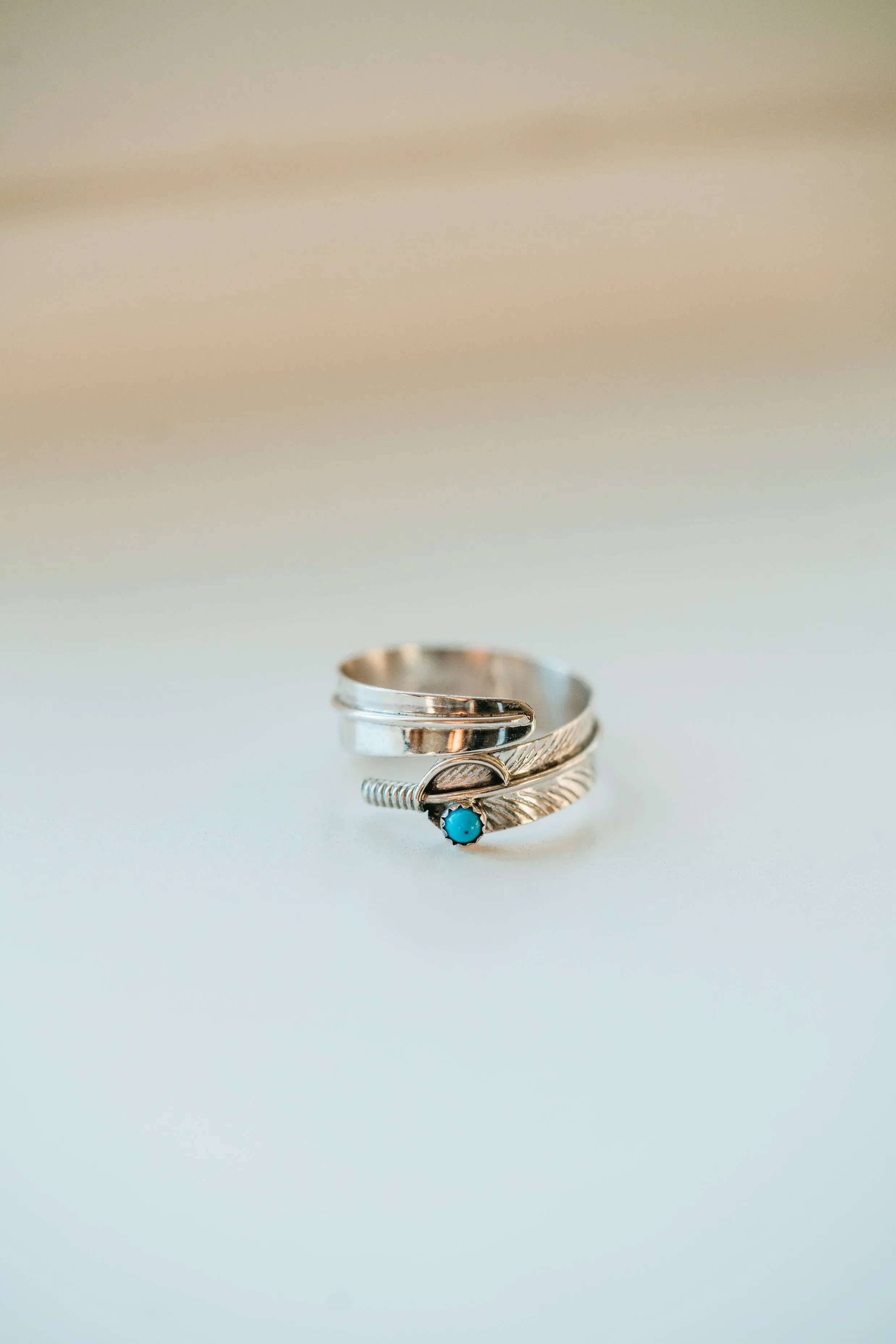 Adjustable Feather Ring | Turquoise - FINAL SALE