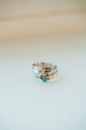 Adjustable Feather Ring | Turquoise - FINAL SALE