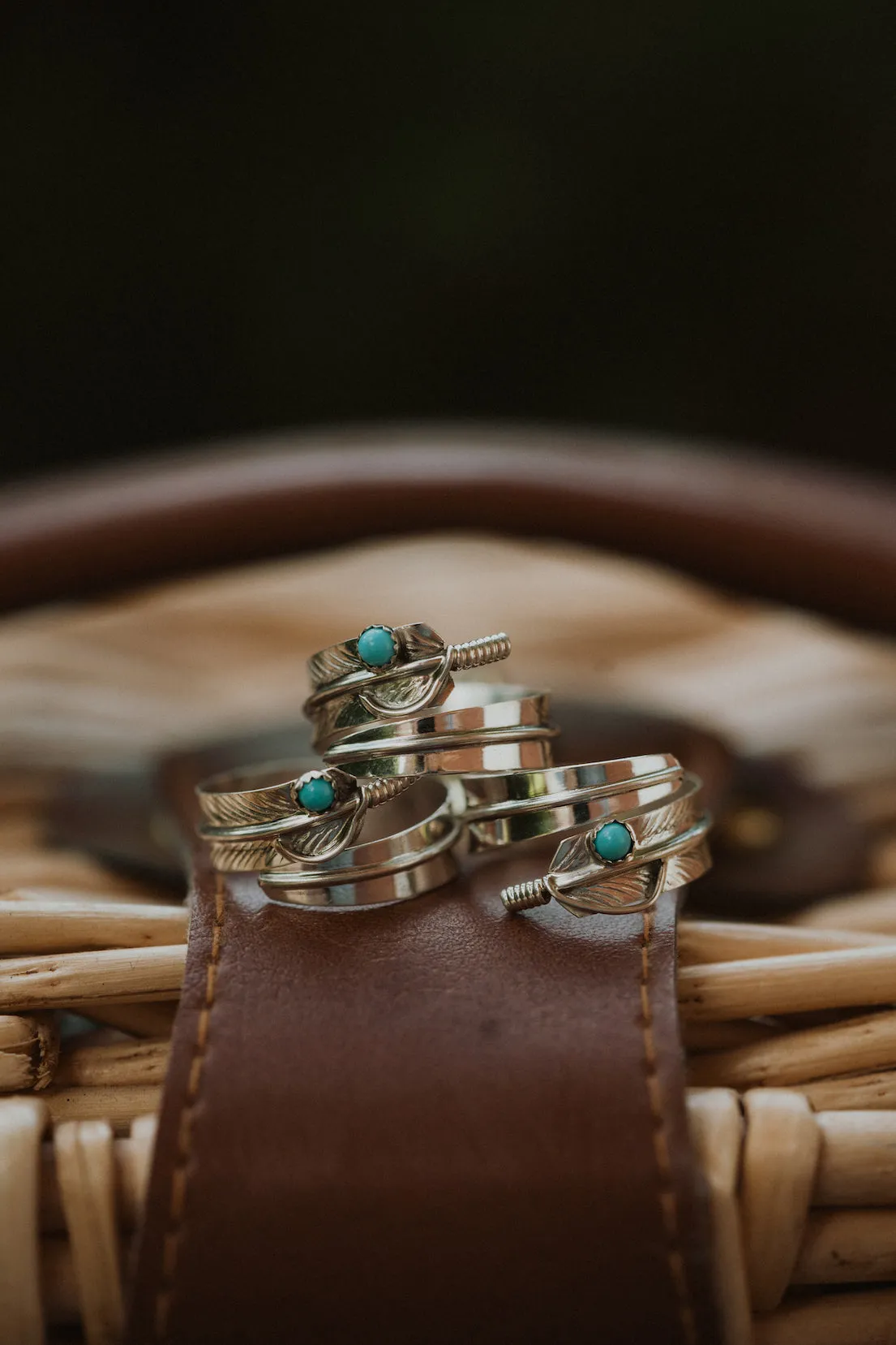 Adjustable Feather Ring | Turquoise - FINAL SALE