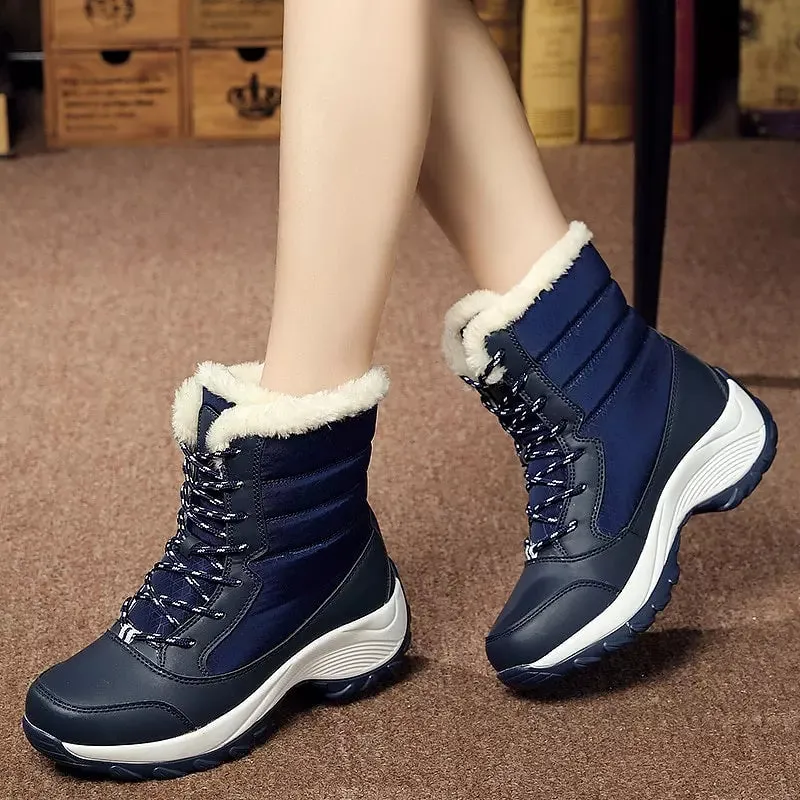 Ankle Boots Women Keep Warm Lace Up Waterproof Boots