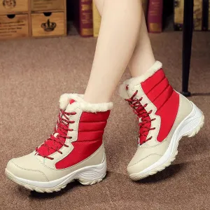 Ankle Boots Women Keep Warm Lace Up Waterproof Boots