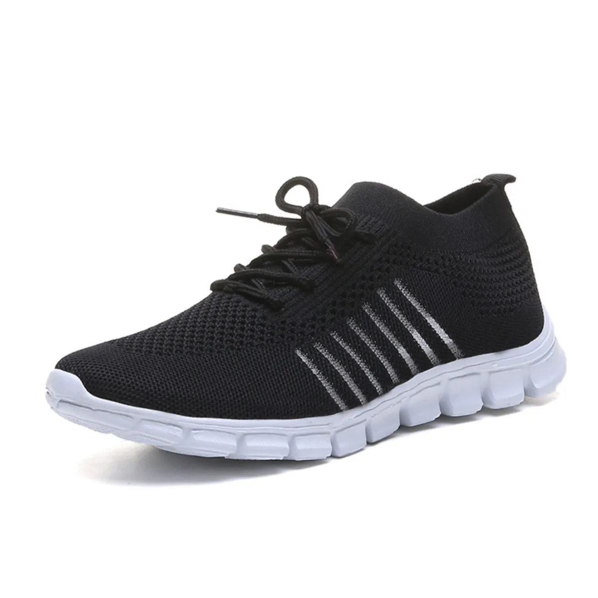 Athletic Shoes - Breathable Mesh Round Toe Lace Up Athletic