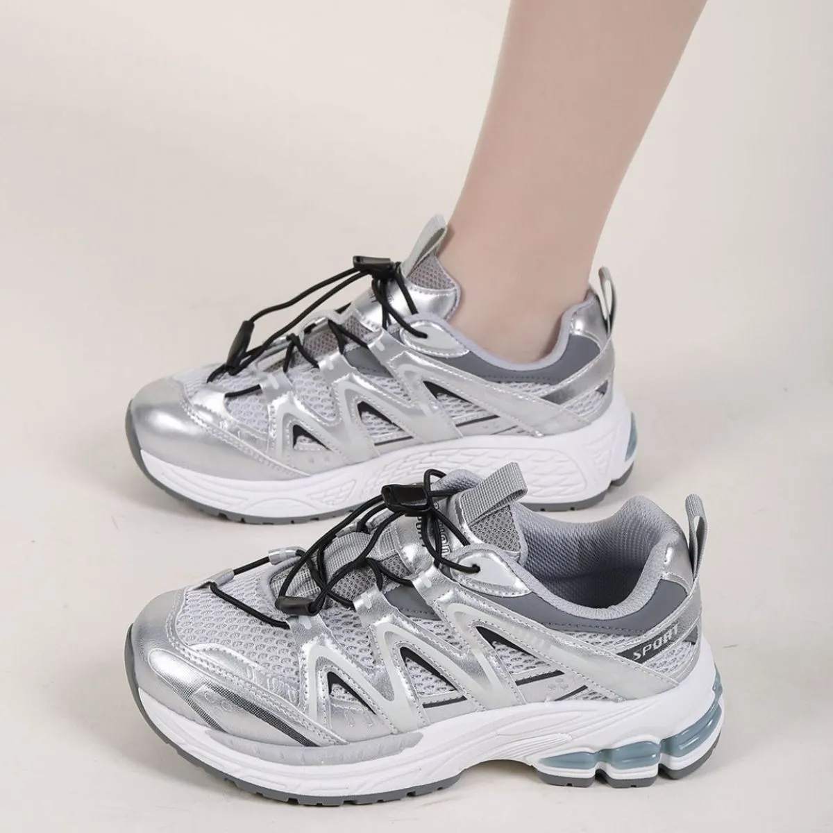 Athletic Shoes - Elastic Lock Laces Mesh Breathable Athletic
