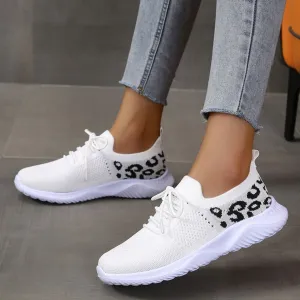Athletic Shoes - Leopard Breathable Mesh Lace Up Athletic