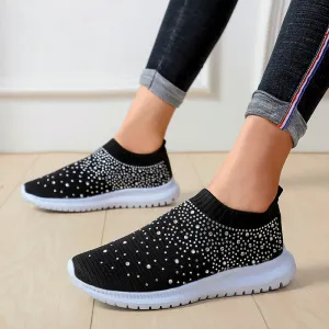 Athletic Shoes - Rhinestone Decor Mesh Breathable Athletic