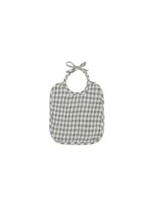 Baby Layette | Sea Green Gingham  Woven Tie Bib| Quincy Mae