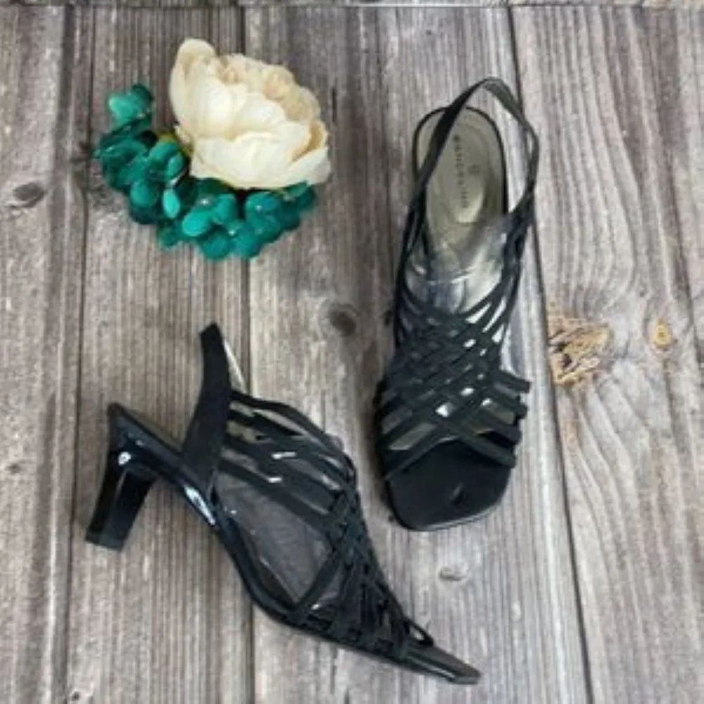 Bandolino Black Dole Peep Toe Casual Strappy Sandals 6.5M