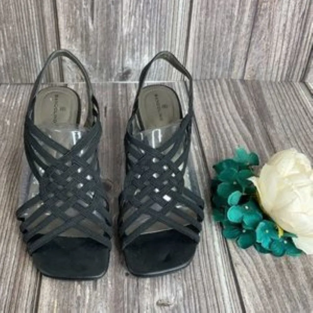 Bandolino Black Dole Peep Toe Casual Strappy Sandals 6.5M