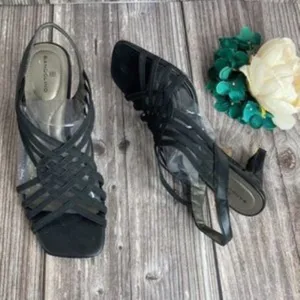 Bandolino Black Dole Peep Toe Casual Strappy Sandals 6.5M
