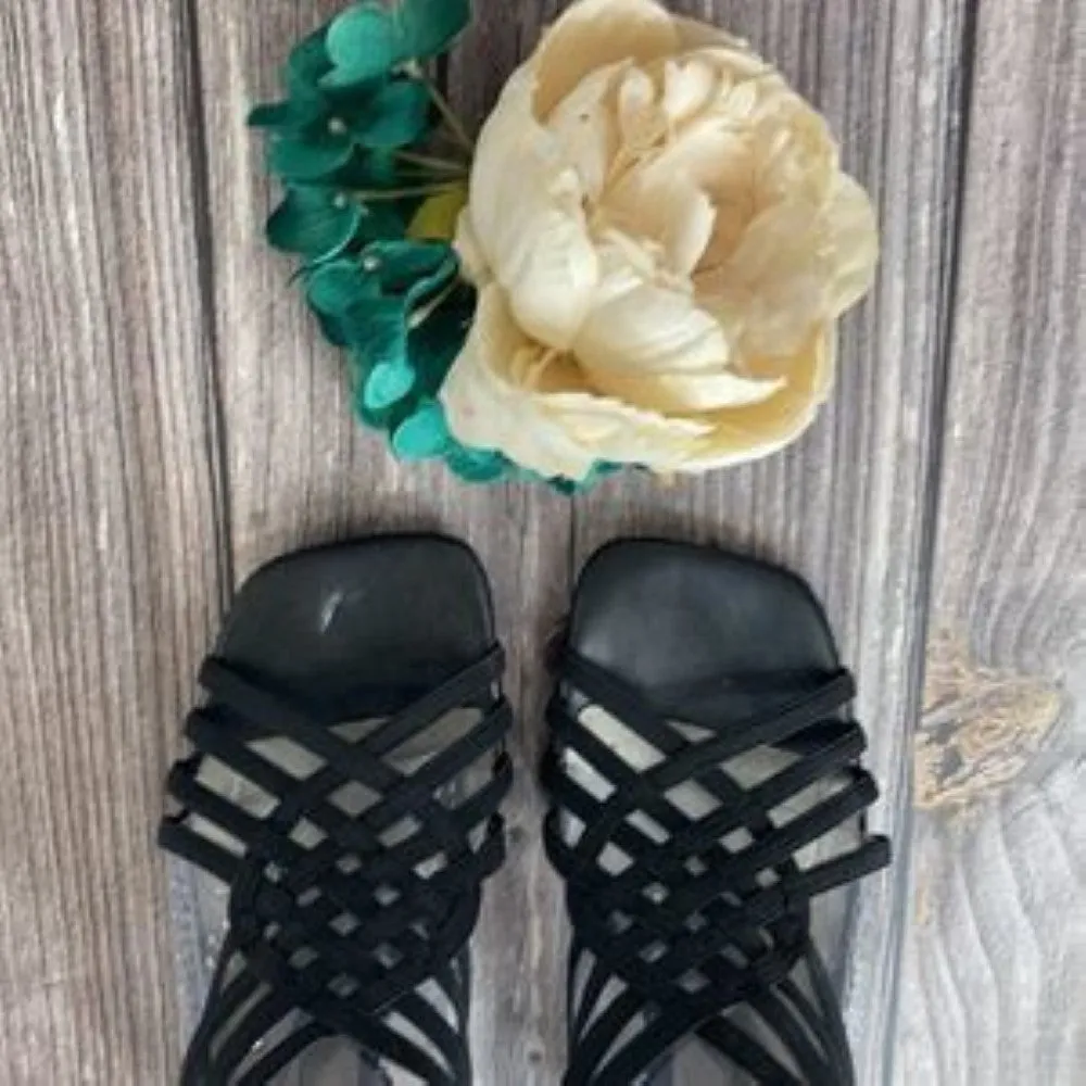 Bandolino Black Dole Peep Toe Casual Strappy Sandals 6.5M