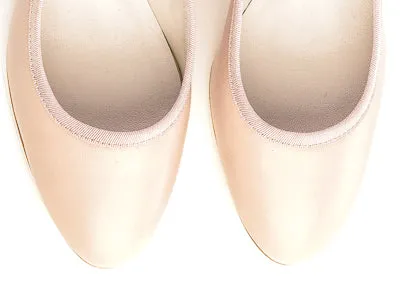 Beige leather pump ballet flats with high heel