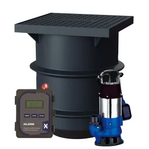 Bianco 250L Packaged Stormwater Pump Station with B45VAS2 Vortex Pump & Audio/Visual iAlarm Controller (Max 330LPM/110kPa)