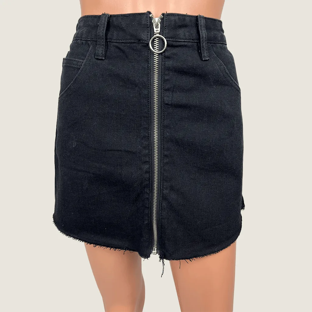 Black Denim Mini Skirt 10