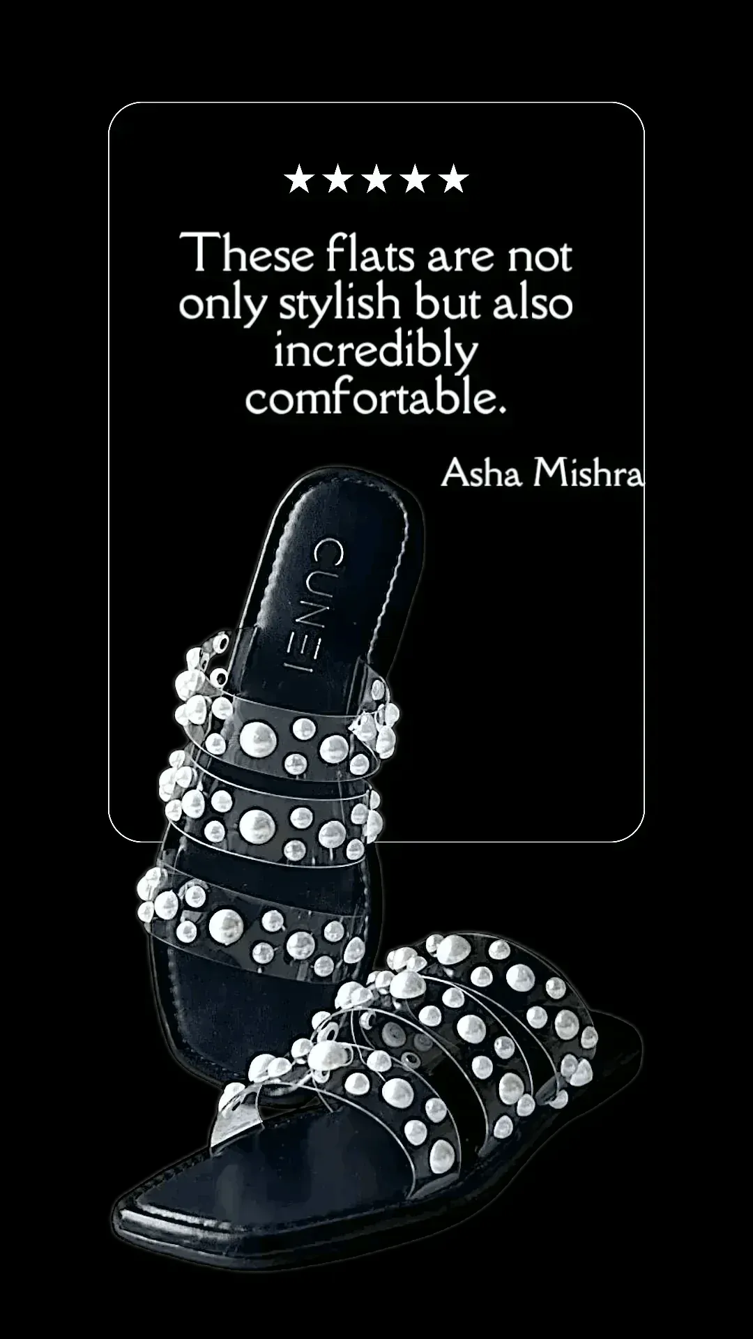 Black Festive Pearl Flats