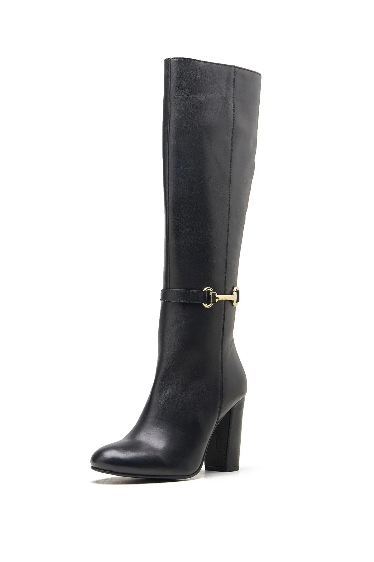 Black Nappa Leather Long Boots