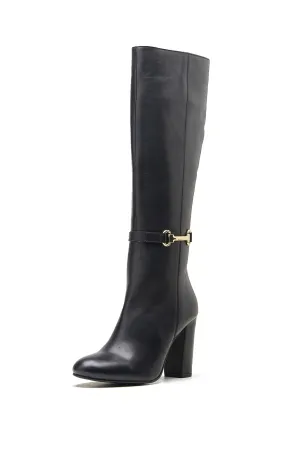 Black Nappa Leather Long Boots