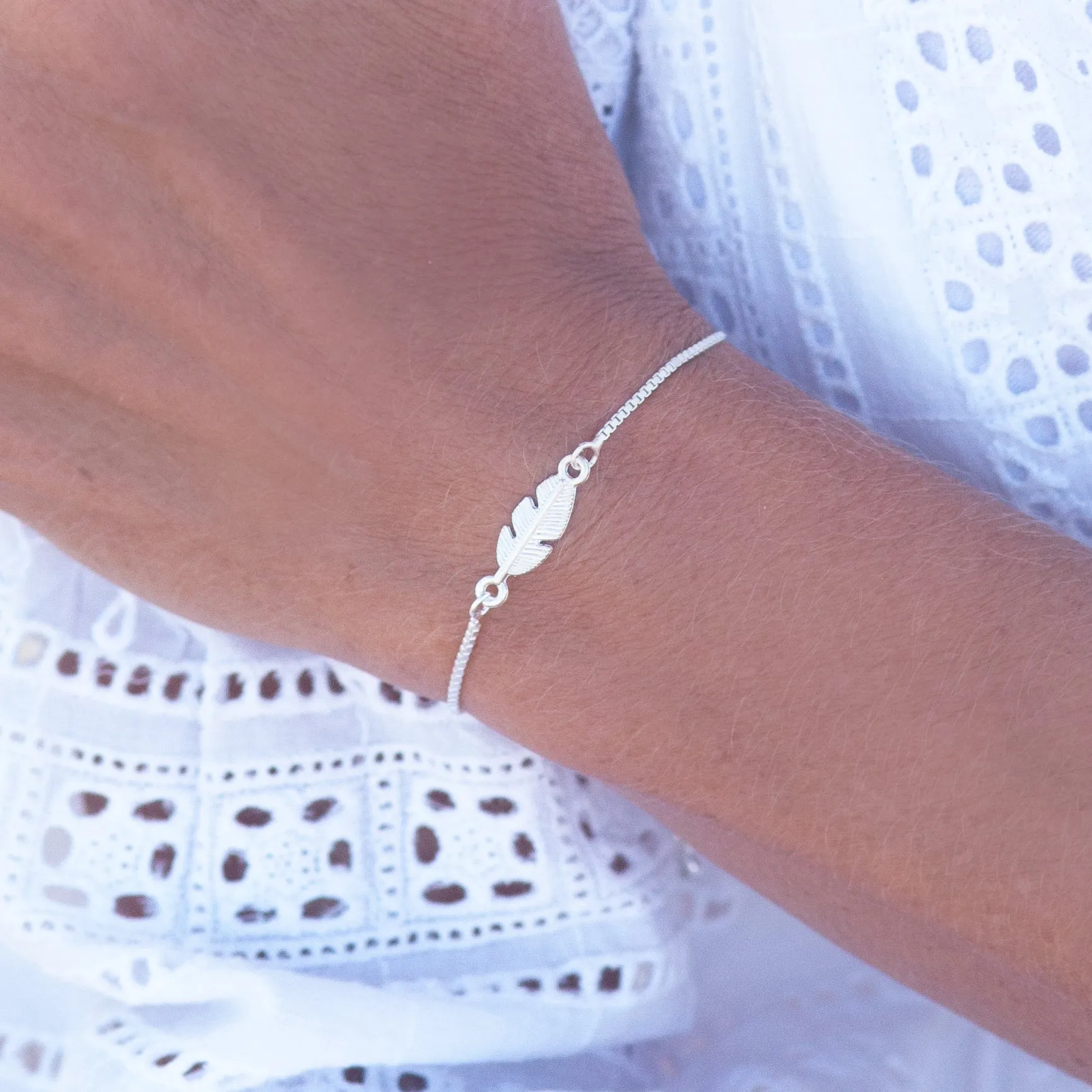 Bracelet Silver Plated with Feather