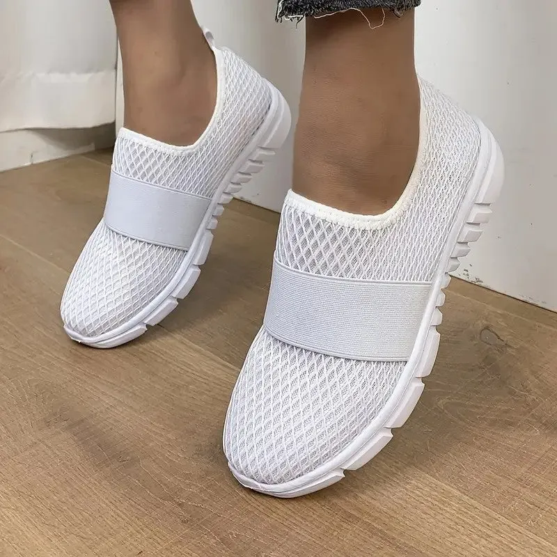 Breathable Mesh Flats Sports Walking Shoes Candy Color Sneakers