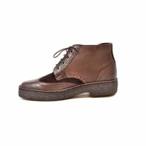 British Walkers Playboy Wingtips Limited Edition Men's Brown Leather and Suede High Top Boots Ankle Boots