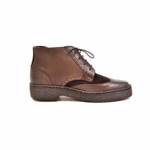 British Walkers Playboy Wingtips Limited Edition Men's Brown Leather and Suede High Top Boots Ankle Boots