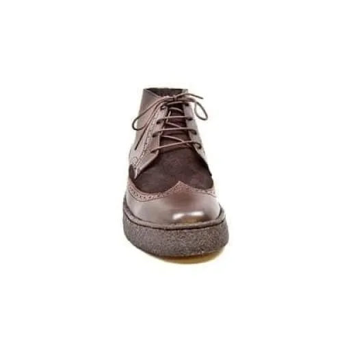 British Walkers Playboy Wingtips Limited Edition Men's Brown Leather and Suede High Top Boots Ankle Boots