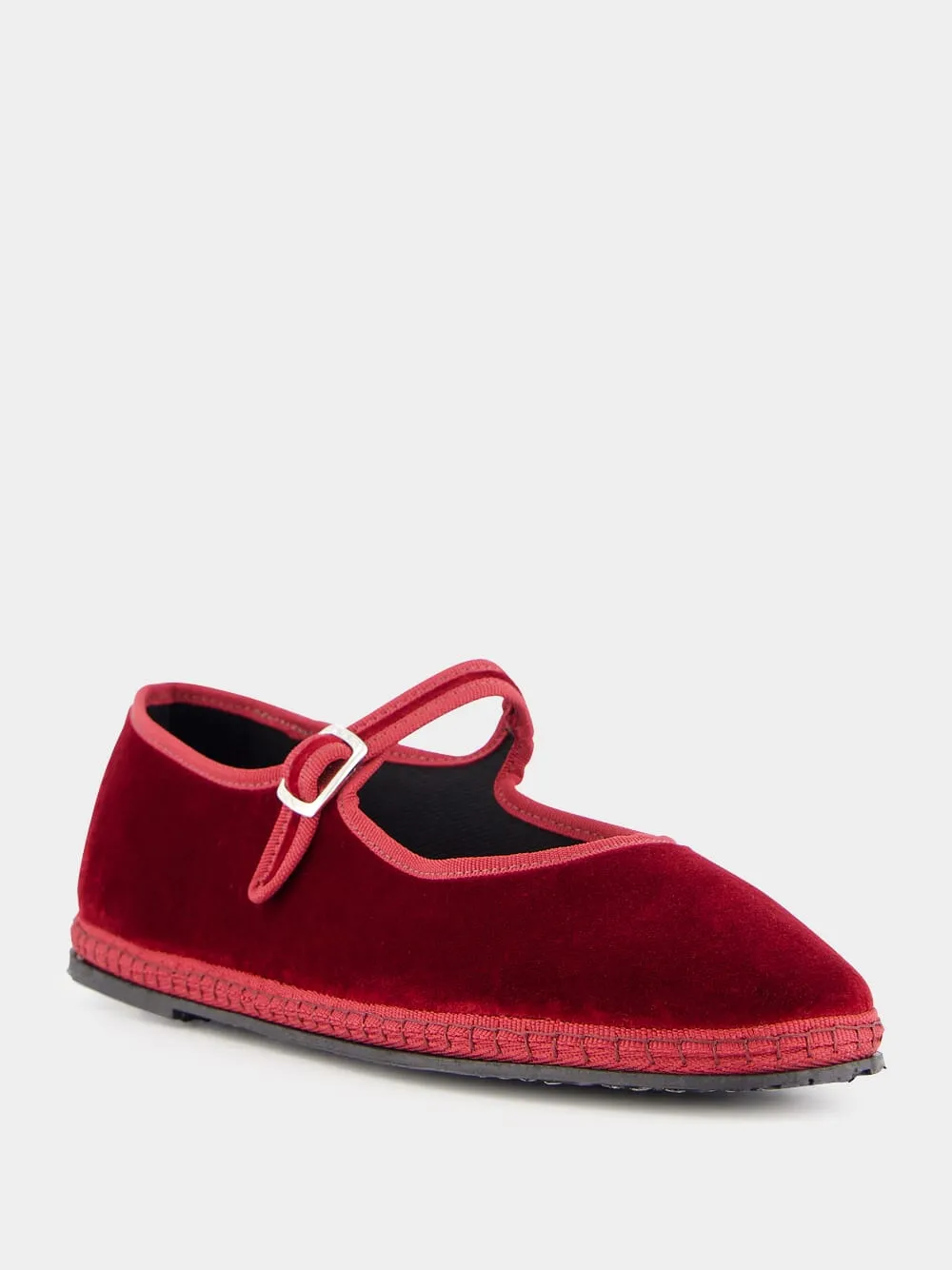 Burgundy Velvet Mary Jane Flats