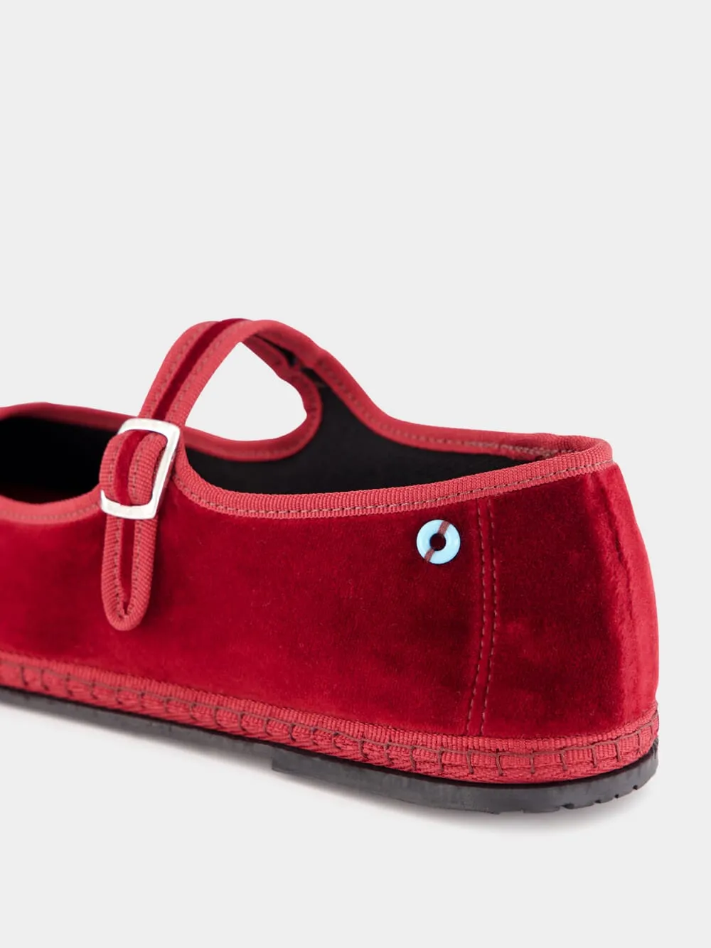 Burgundy Velvet Mary Jane Flats
