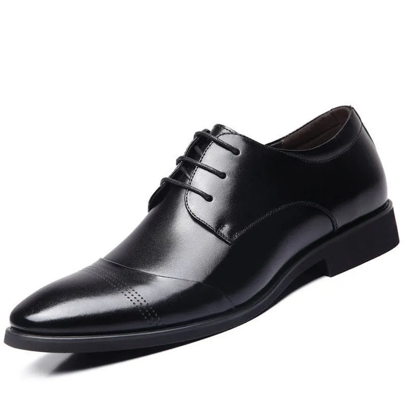 Business Dress Shoes Wedding Pointed Toe Fashion Genuine Leather Shoes Flats Oxford Shoes For Men Black Brown BRM-436