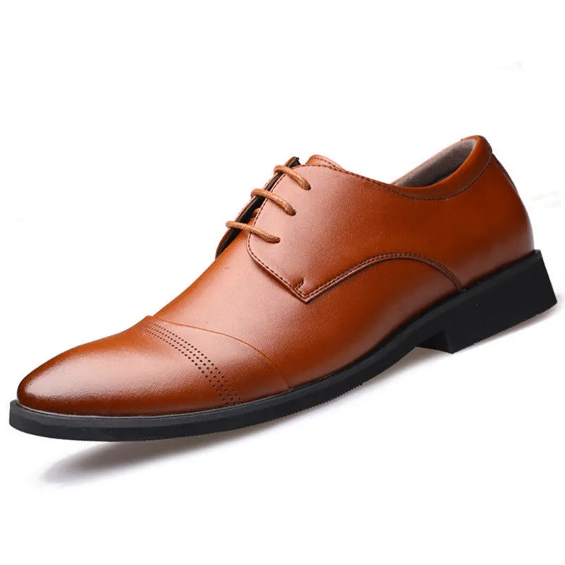 Business Dress Shoes Wedding Pointed Toe Fashion Genuine Leather Shoes Flats Oxford Shoes For Men Black Brown BRM-436