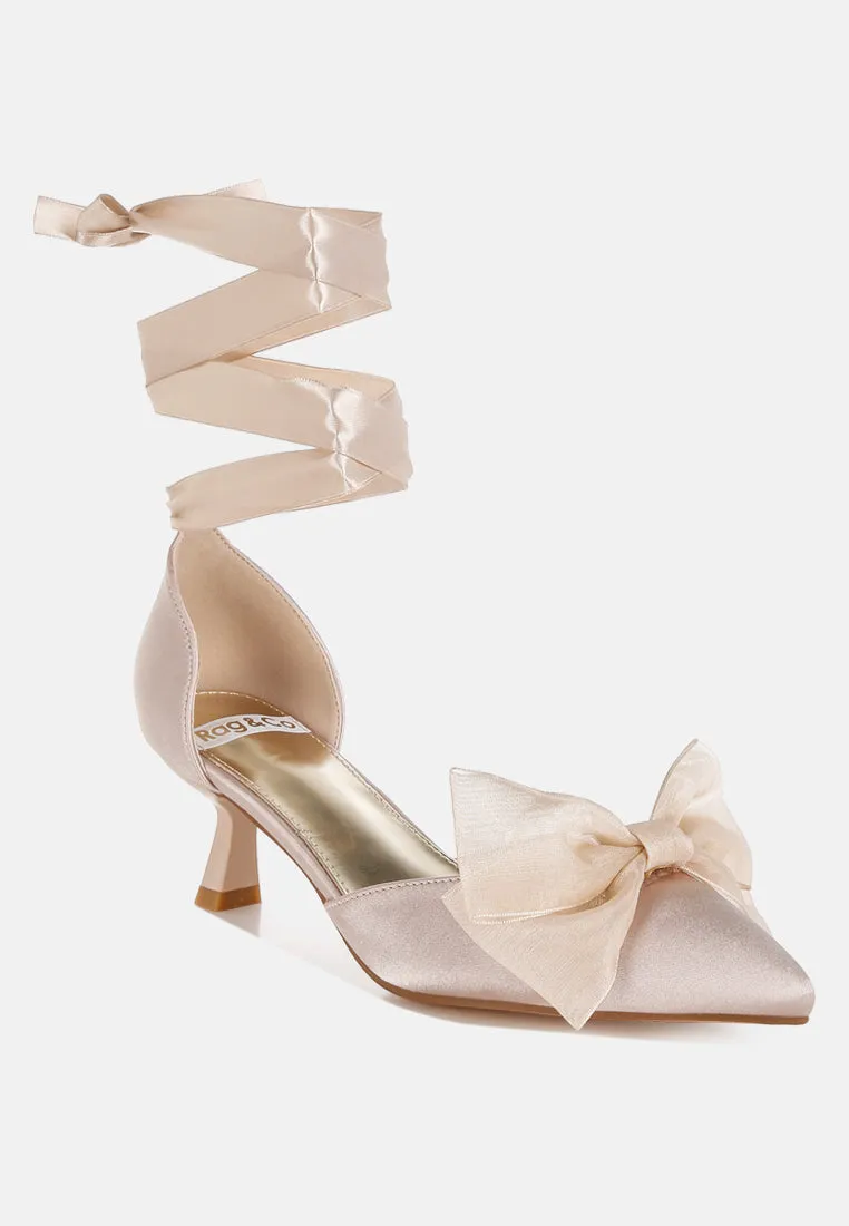 Cadell Bow Detail Satin Sandals By RUW
