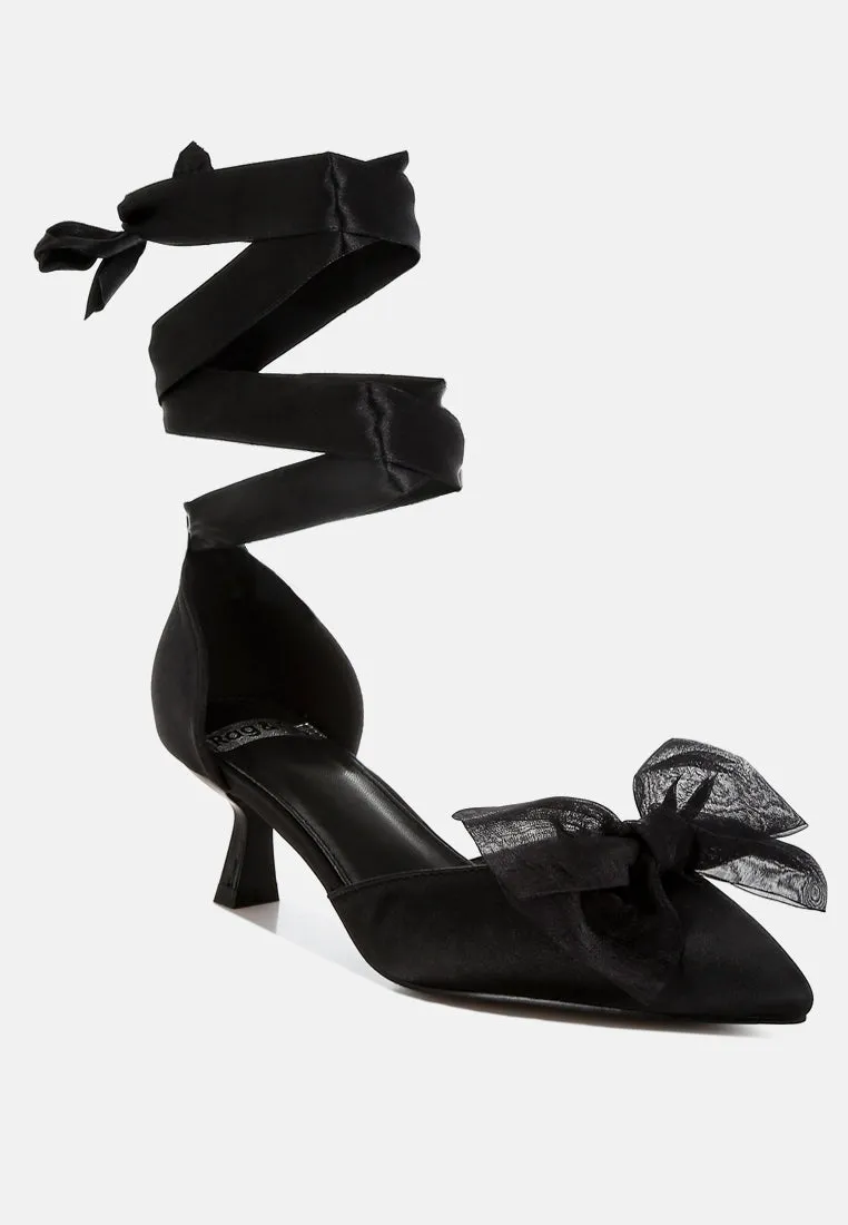 Cadell Bow Detail Satin Sandals By RUW