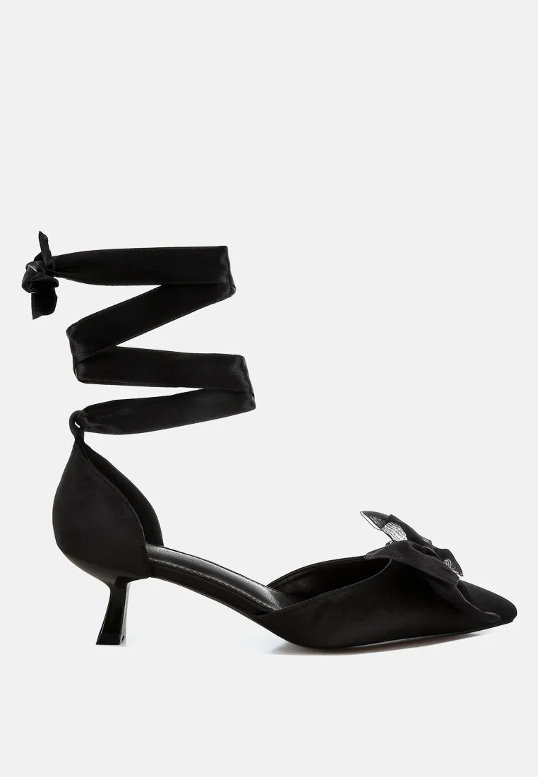 Cadell Bow Detail Satin Sandals By RUW