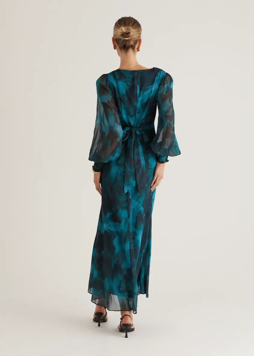 Camellia Midi Dress - Deep Lagoon