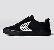 CATIBA PRO Low All Black Suede and Canvas Ivory Logo Sneaker Men Left