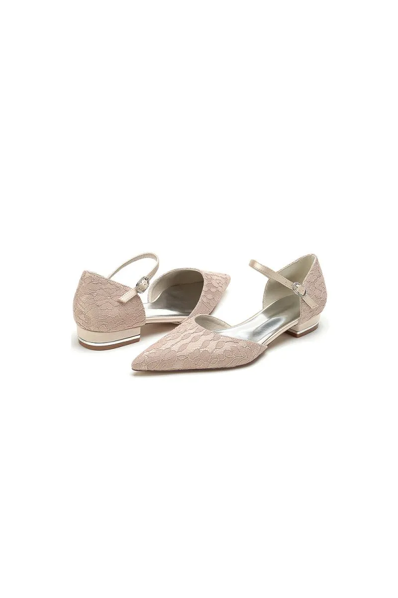 Champagne High Heels with Intricate Lace Detailing