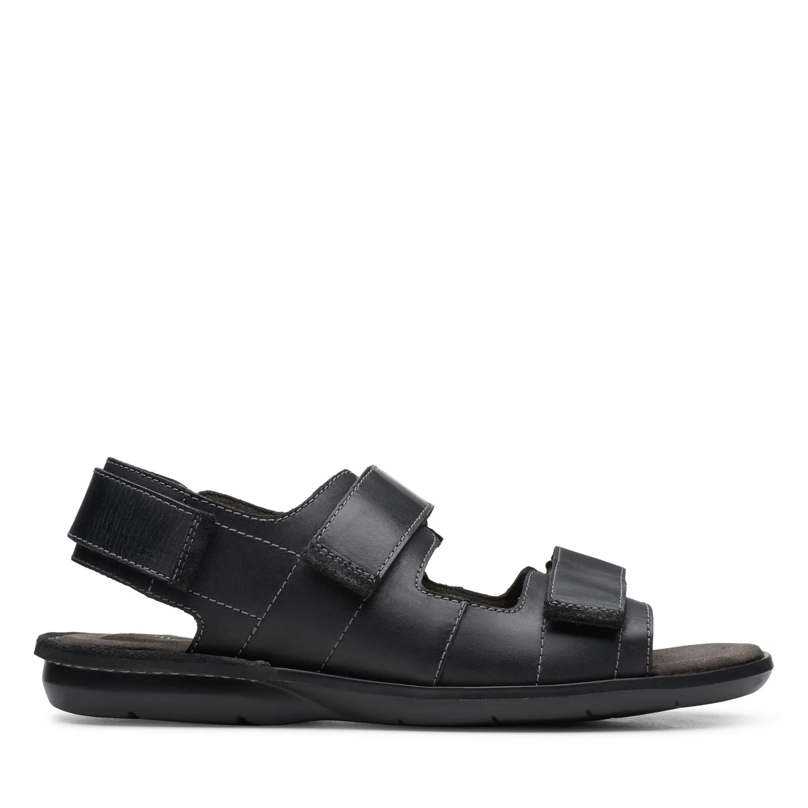 Clarks Ellison Bay 26148456 Mens Black Leather Strap Sport Sandals Shoes