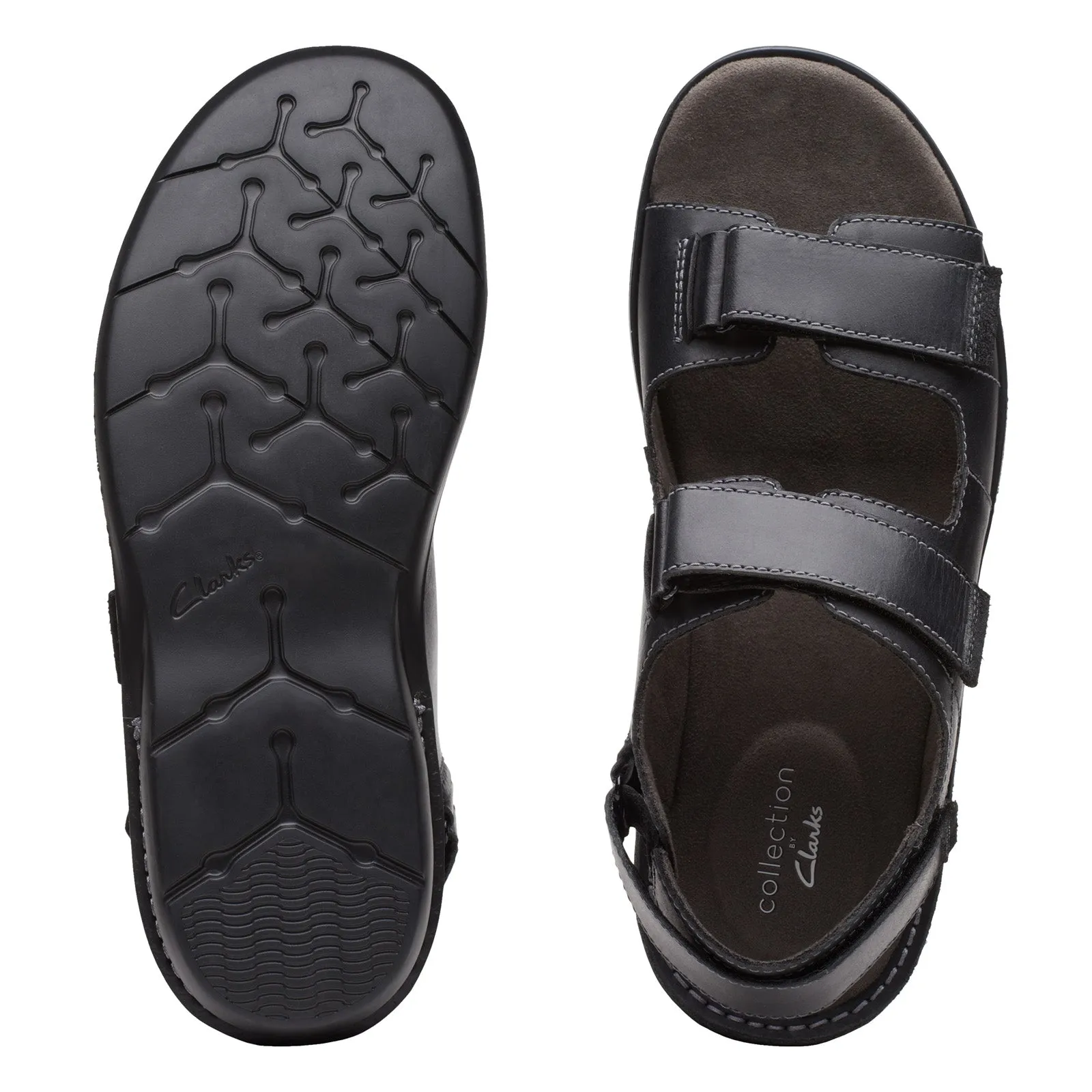 Clarks Ellison Bay 26148456 Mens Black Leather Strap Sport Sandals Shoes