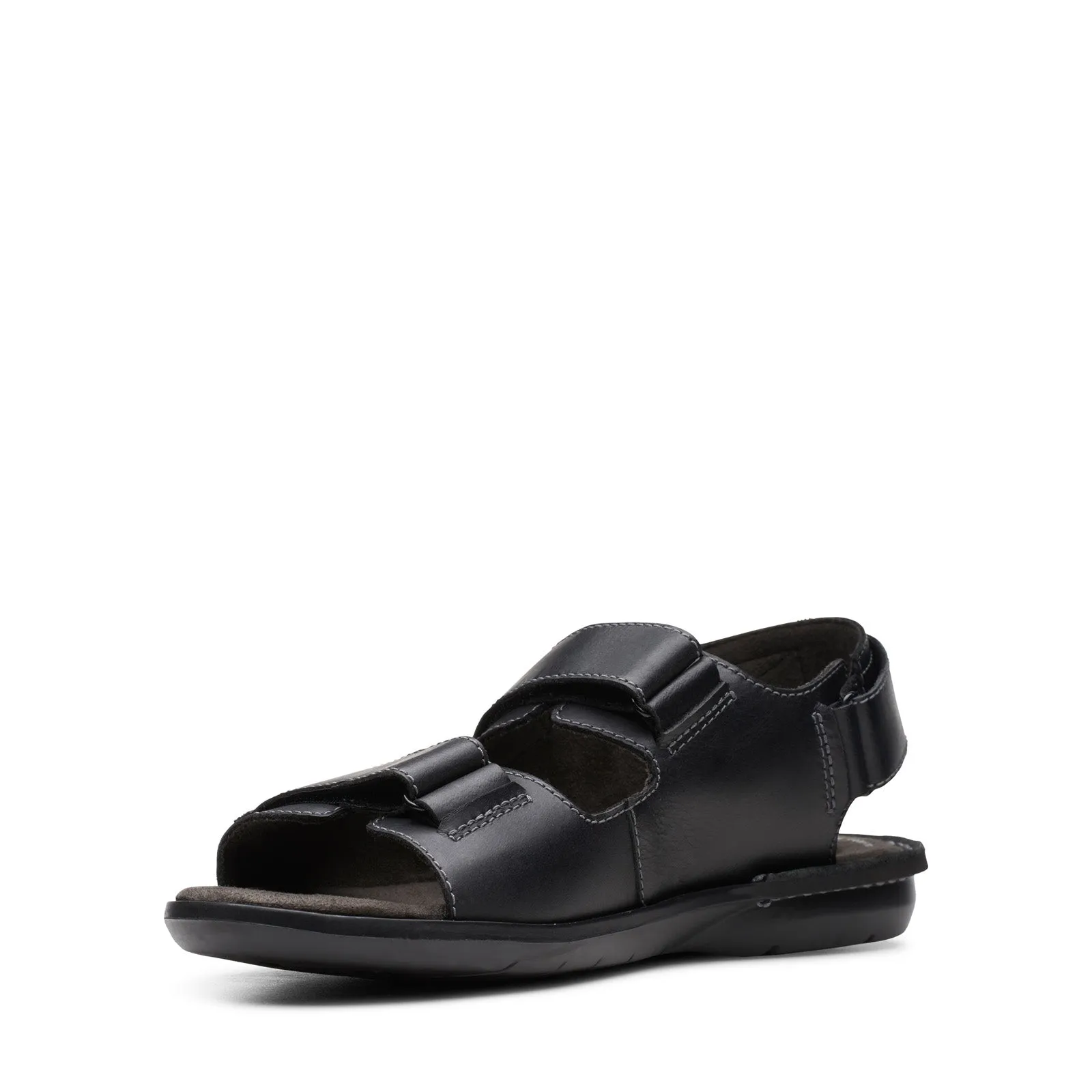Clarks Ellison Bay 26148456 Mens Black Leather Strap Sport Sandals Shoes