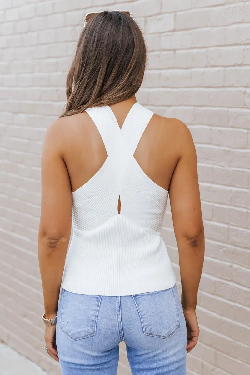 Cross Front Ribbed Tank Top - FINAL SALE