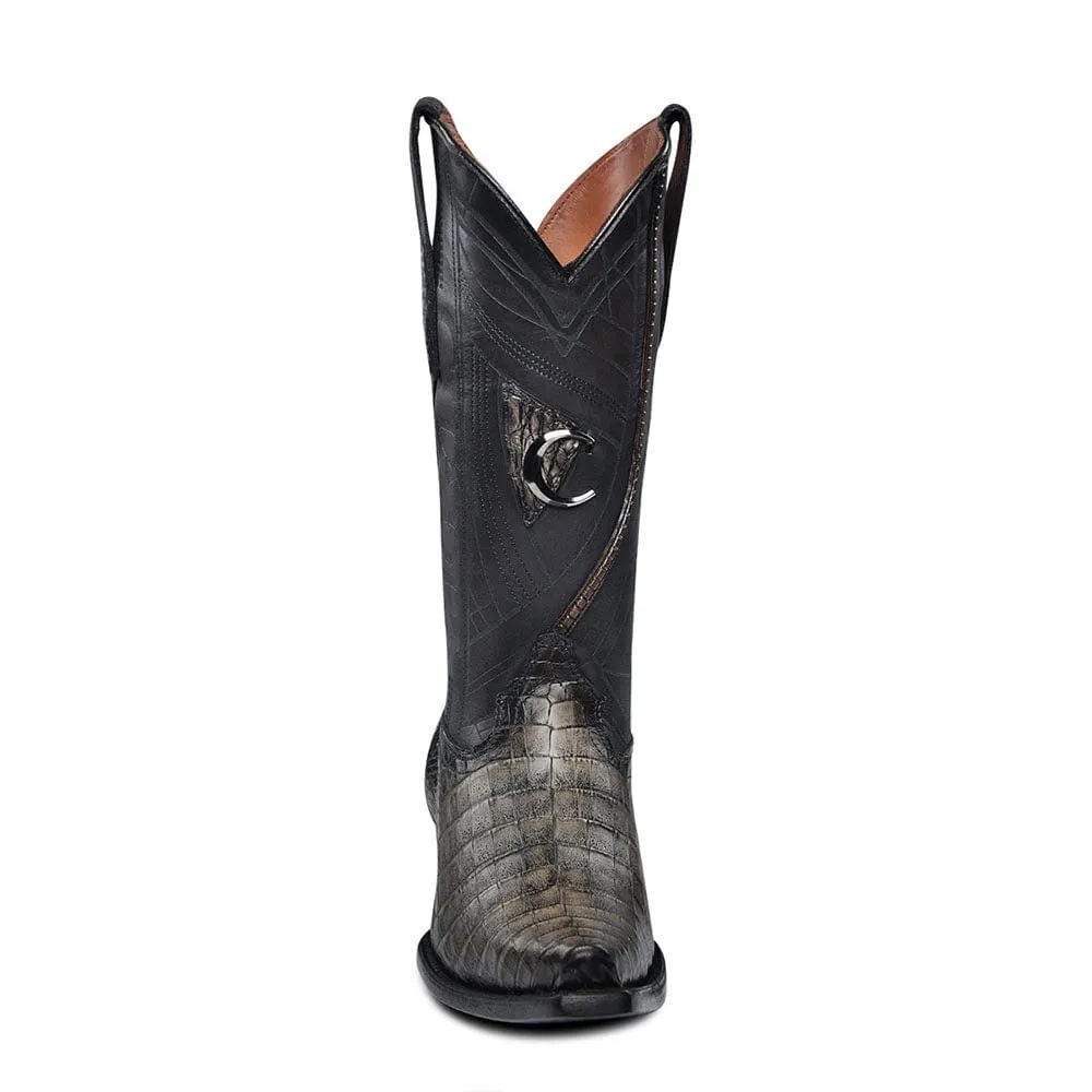 Cuadra Men's Atlantic Black Caiman Laser & Embroidery Pointed Toe