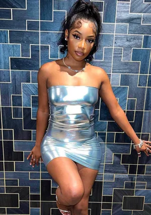 Dazzling Strapless Metallic Bodycon Mini Dress for a Bold Statement