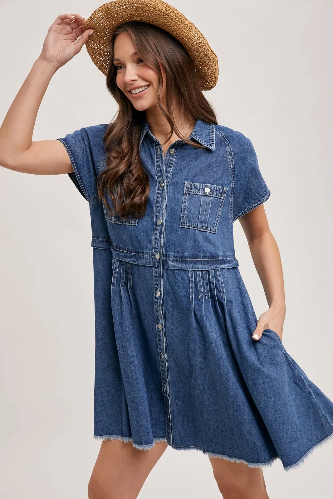 Denim Button Down Shirt Mini Dress
